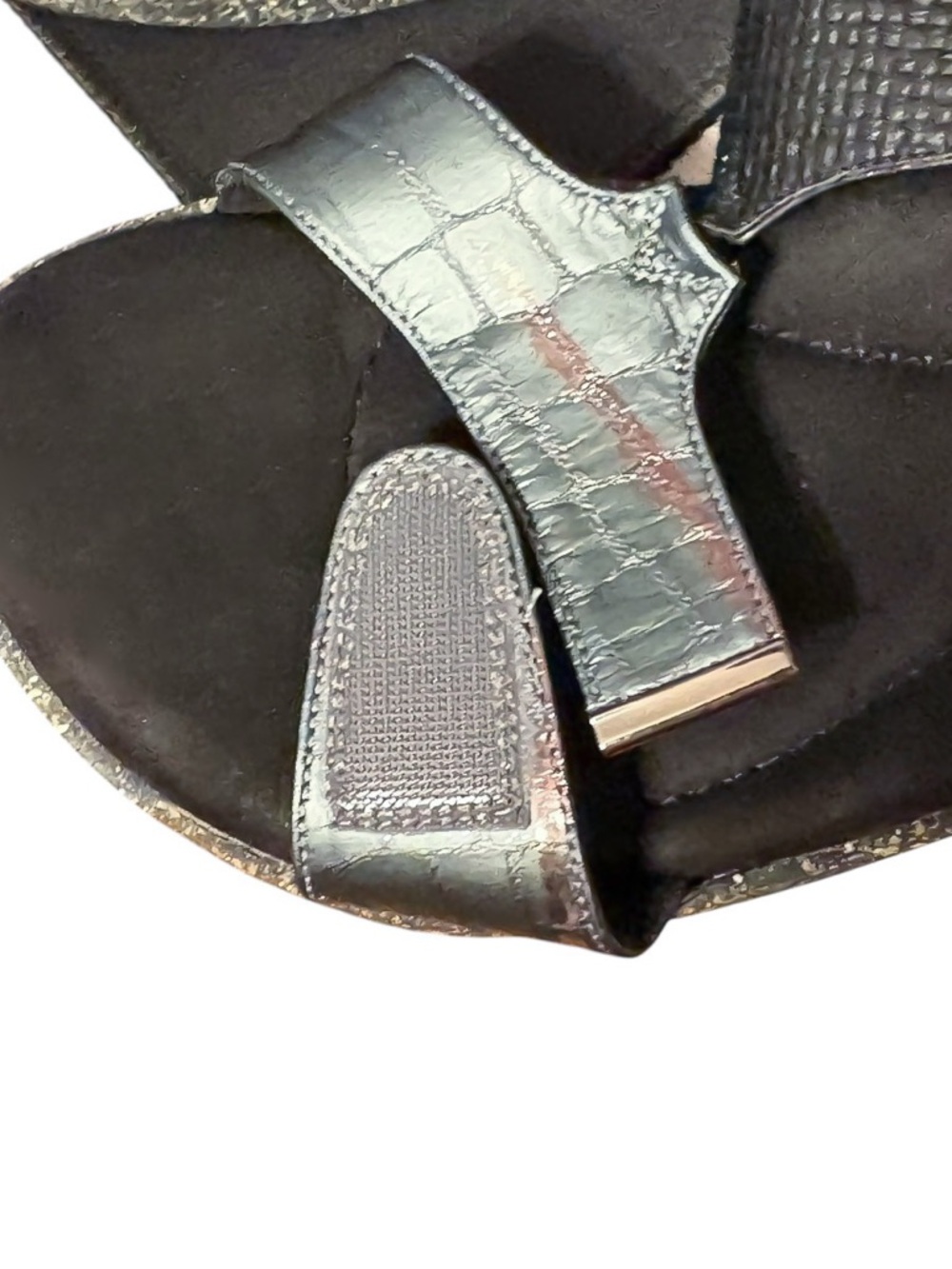 Modzori Kleo 6 - Metallic Teal Flips to Black Wedge Sandals - Picture 11 of 14
